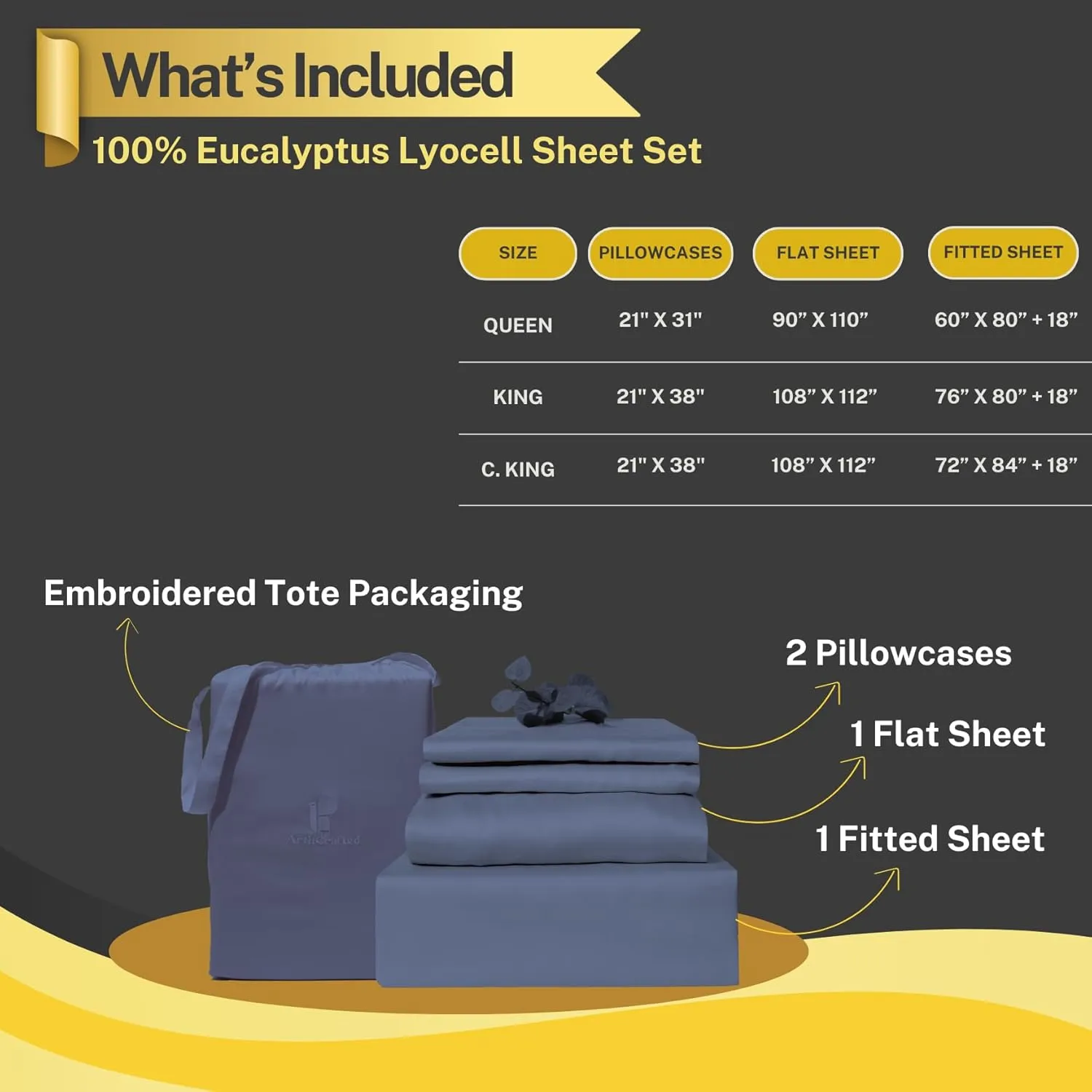 100% Austrian Eucalyptus California King Sheets,18 Inch Deep Pocket California King Sheets,Cooling with Elastic Corner Straps,Eucalyptus Tencel Lyocell (Crown Blue, 4PC Cali-King)