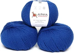 100% Highland Wool Yarn - Sourced Directly from Peru - Heavenly Soft and Perfect for Knitting and Crocheting (Worsted, Azure Blue)