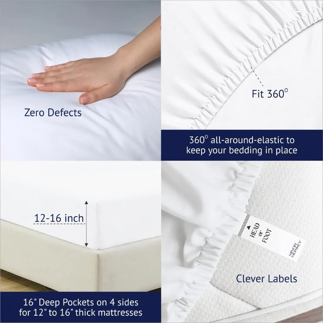 1000 Thread Count 100% Egyptian Cotton Sheets Set California King Size Ivory Bed Sheet 4 Piece bed sheet Sets Long Staple 16 Inches Deep Pocket All Season Bedding Super Soft Breathable Sateen Finish