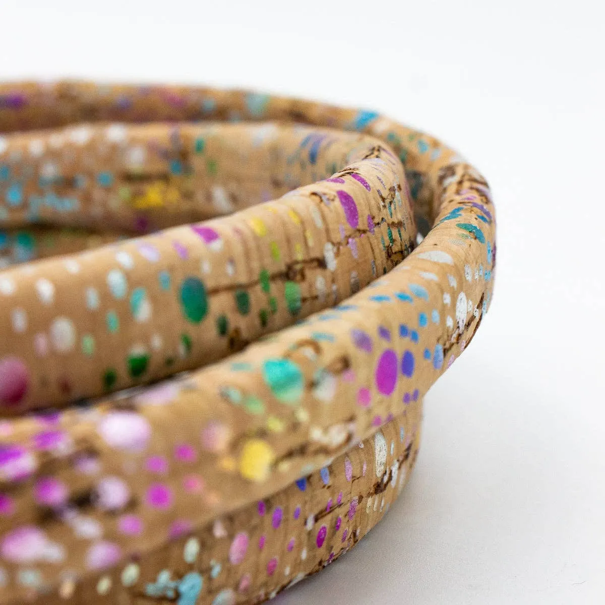 10x5mm rainbow Licorice Cork Cord Leather Portuguese cork COR-342