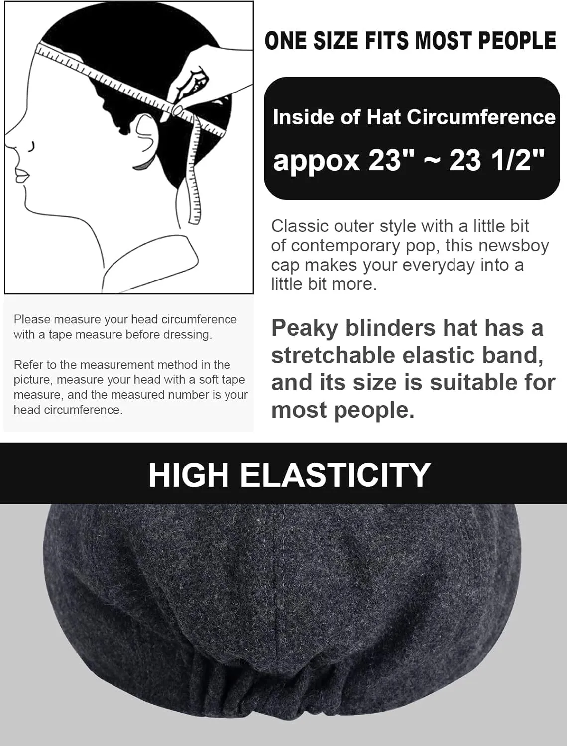 2 Pack Newsboy Cap for Men, Irish Newsies Hat Classic 8 Panel Wool Blend for Old Man Cabbie Driving