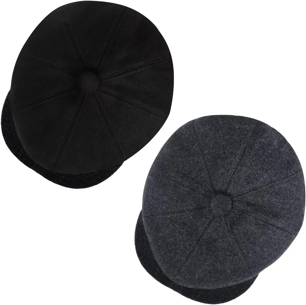 2 Pack Newsboy Cap for Men, Irish Newsies Hat Classic 8 Panel Wool Blend for Old Man Cabbie Driving