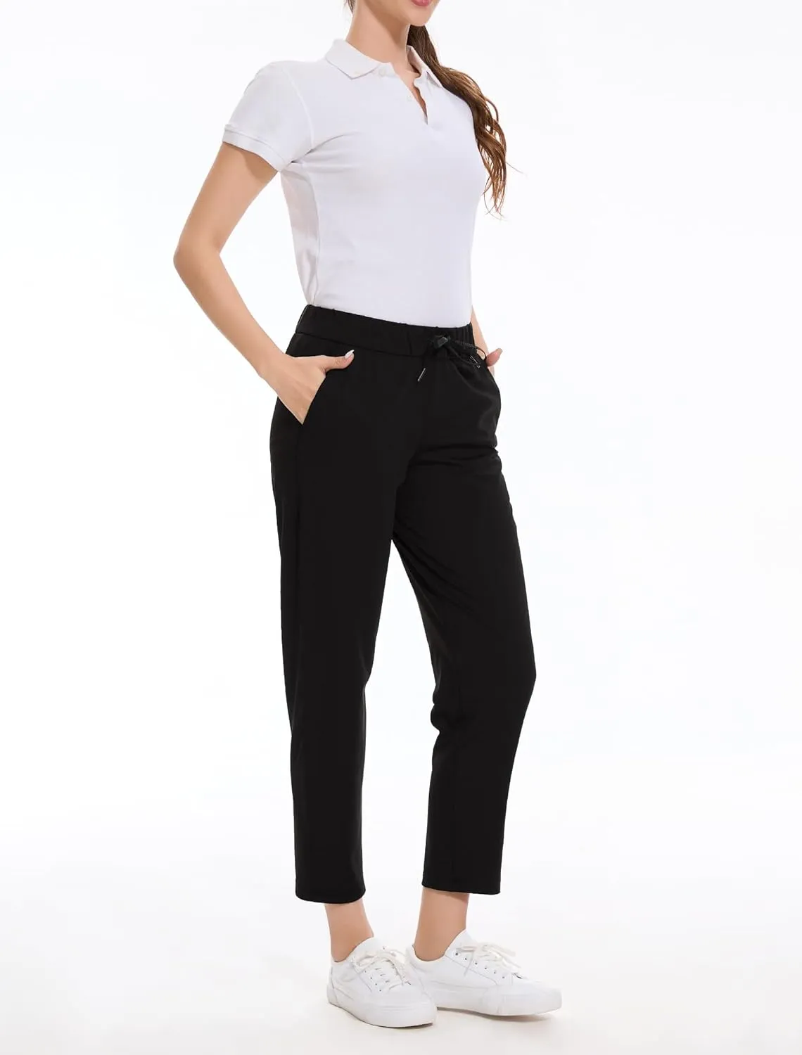 2 Pack Women's Pants with Deep Pockets Stretch Soft Sweatpants for Casual Athletic Lounge Work Golf Travel
