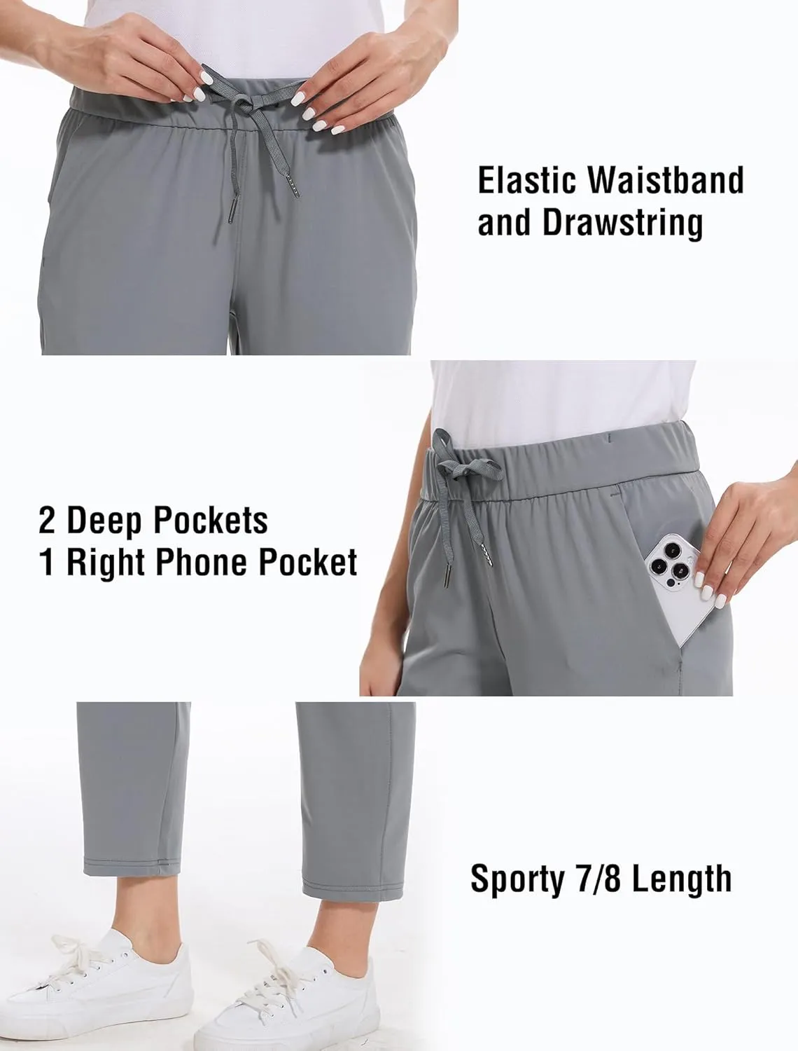 2 Pack Women's Pants with Deep Pockets Stretch Soft Sweatpants for Casual Athletic Lounge Work Golf Travel