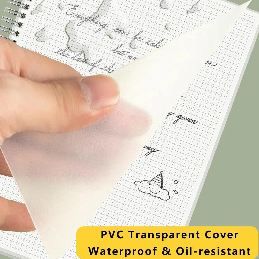 3PCS Graph Grid 120GSM Thick Paper Spiral Notebooks with Removable Elastic Bands, Medium Size Graphing notebook 5.7" x 8.3" (A5, Grid)