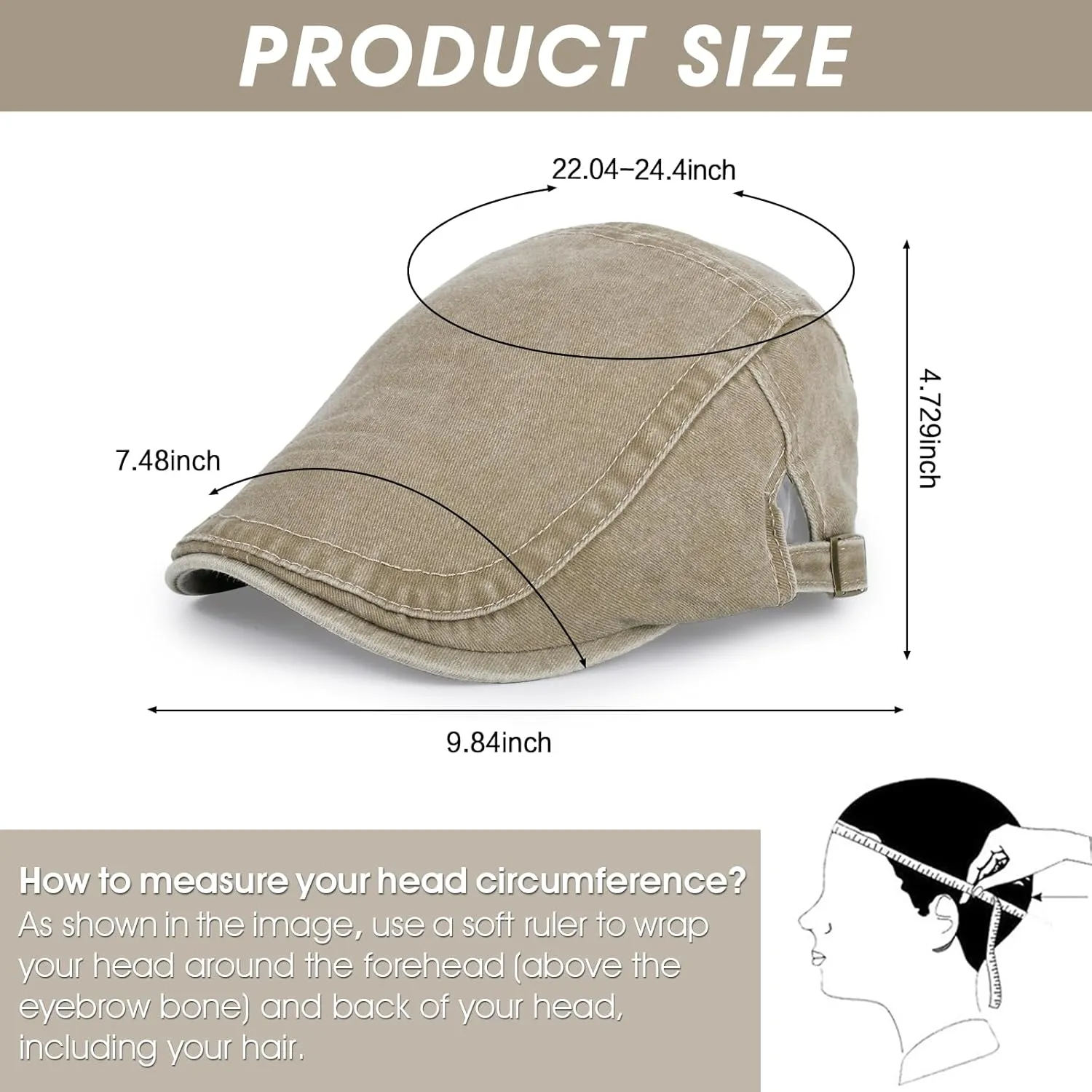 3Pcs Men's Newsboy Caps Washing Cotton Cooling Lightweight Scally Cap for Men Adjustable Flat Cap