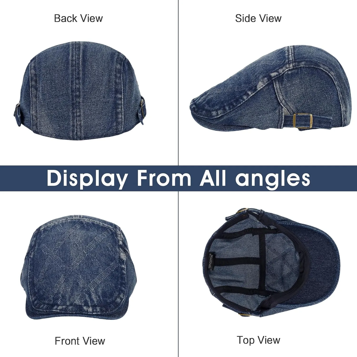 3Pcs Men's Newsboy Caps Washing Cotton Cooling Lightweight Scally Cap for Men Adjustable Flat Cap