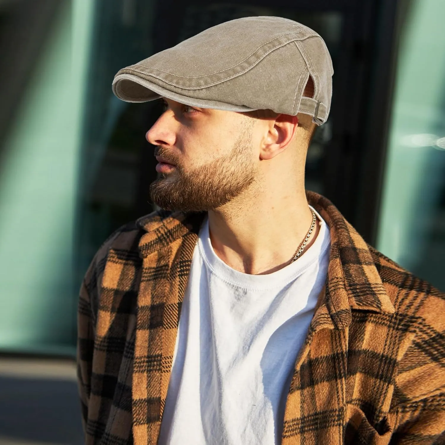 3Pcs Men's Newsboy Caps Washing Cotton Cooling Lightweight Scally Cap for Men Adjustable Flat Cap