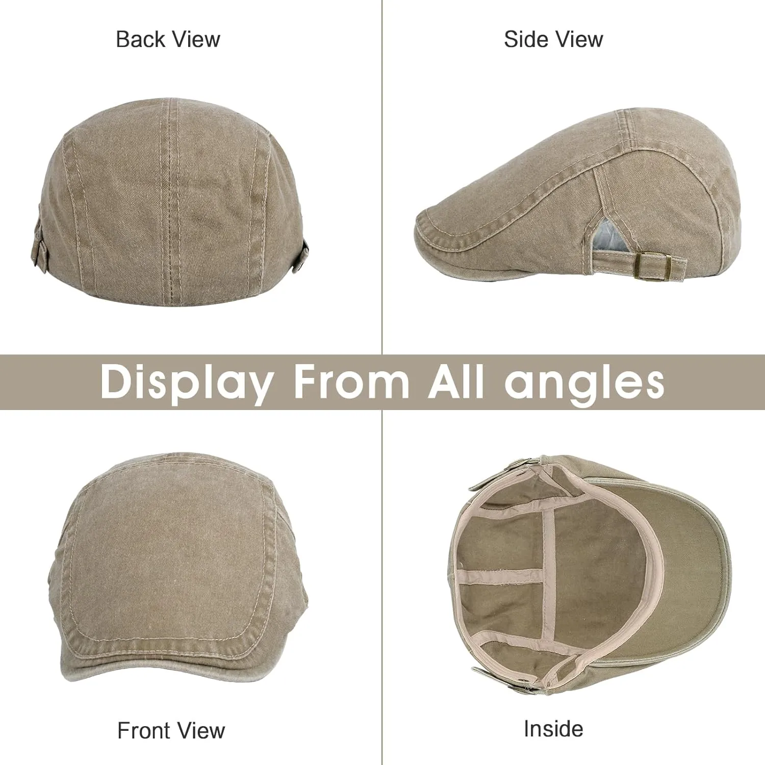 3Pcs Men's Newsboy Caps Washing Cotton Cooling Lightweight Scally Cap for Men Adjustable Flat Cap