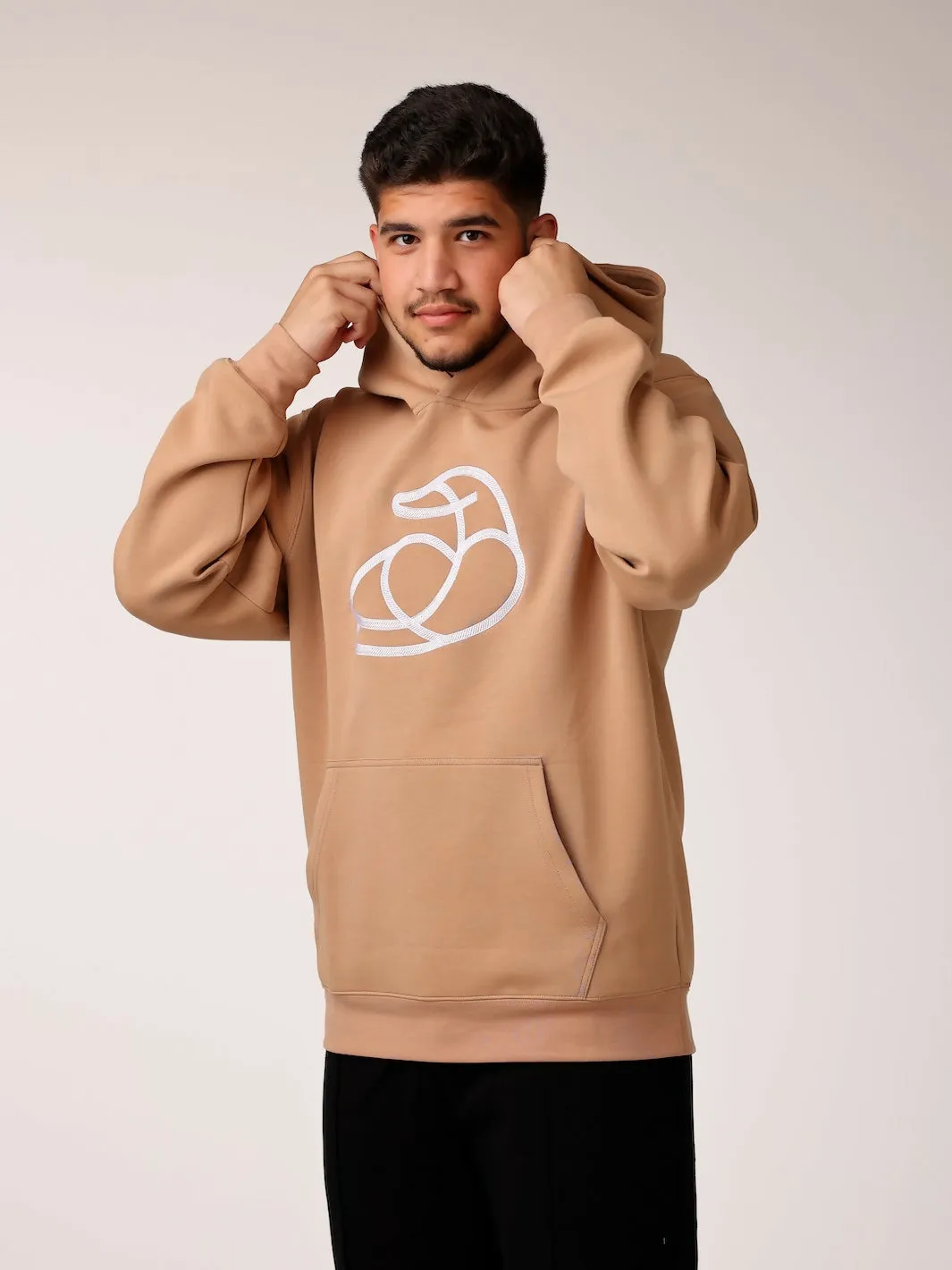 Adult Soft Flat Embroidery Hoodie Brown