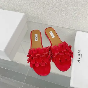 alaia sandal mule flower red suede