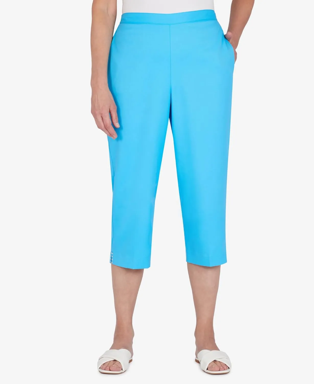 Alfred Dunner Women's Embellished Cuff Twill Capri