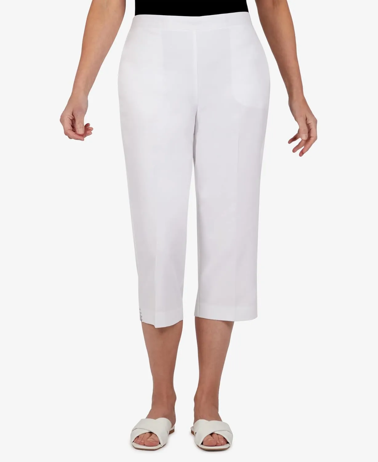 Alfred Dunner Women's Embellished Cuff Twill Capri