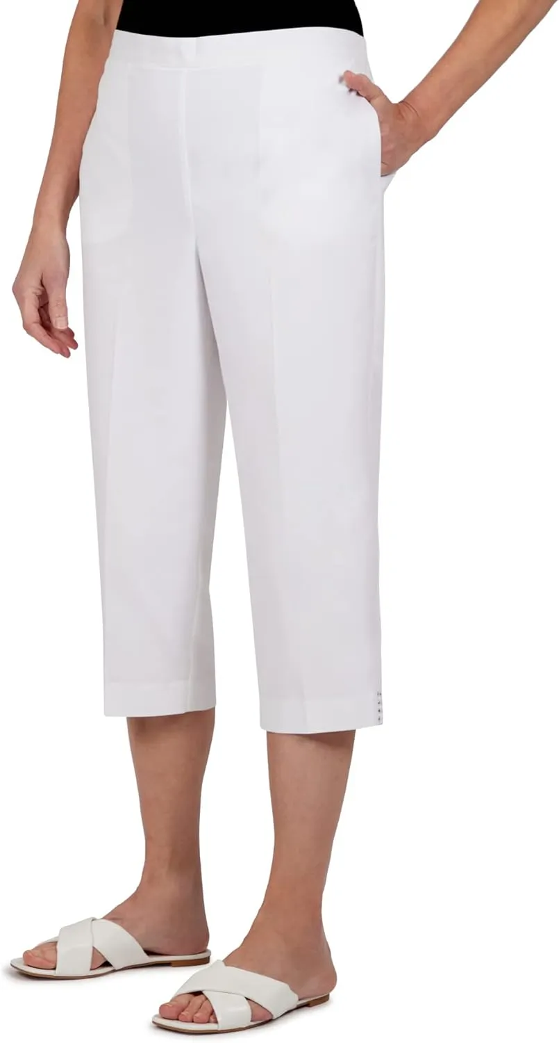 Alfred Dunner Women's Embellished Cuff Twill Capri