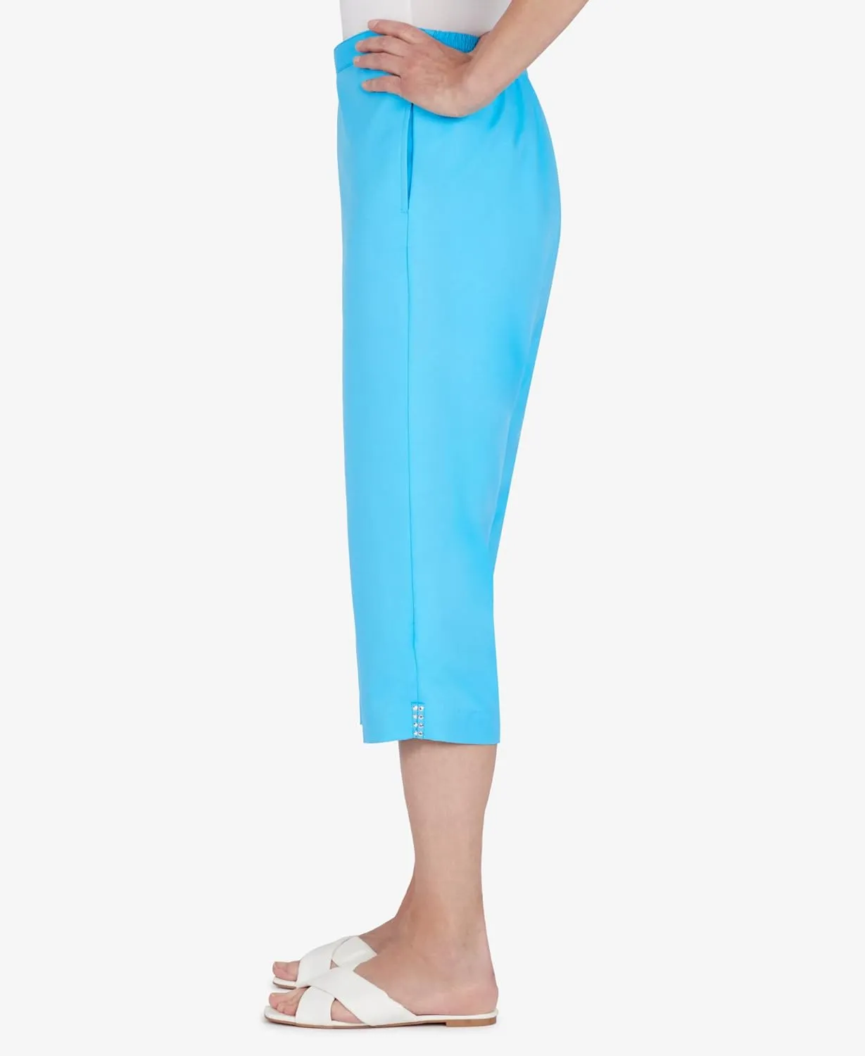 Alfred Dunner Women's Embellished Cuff Twill Capri