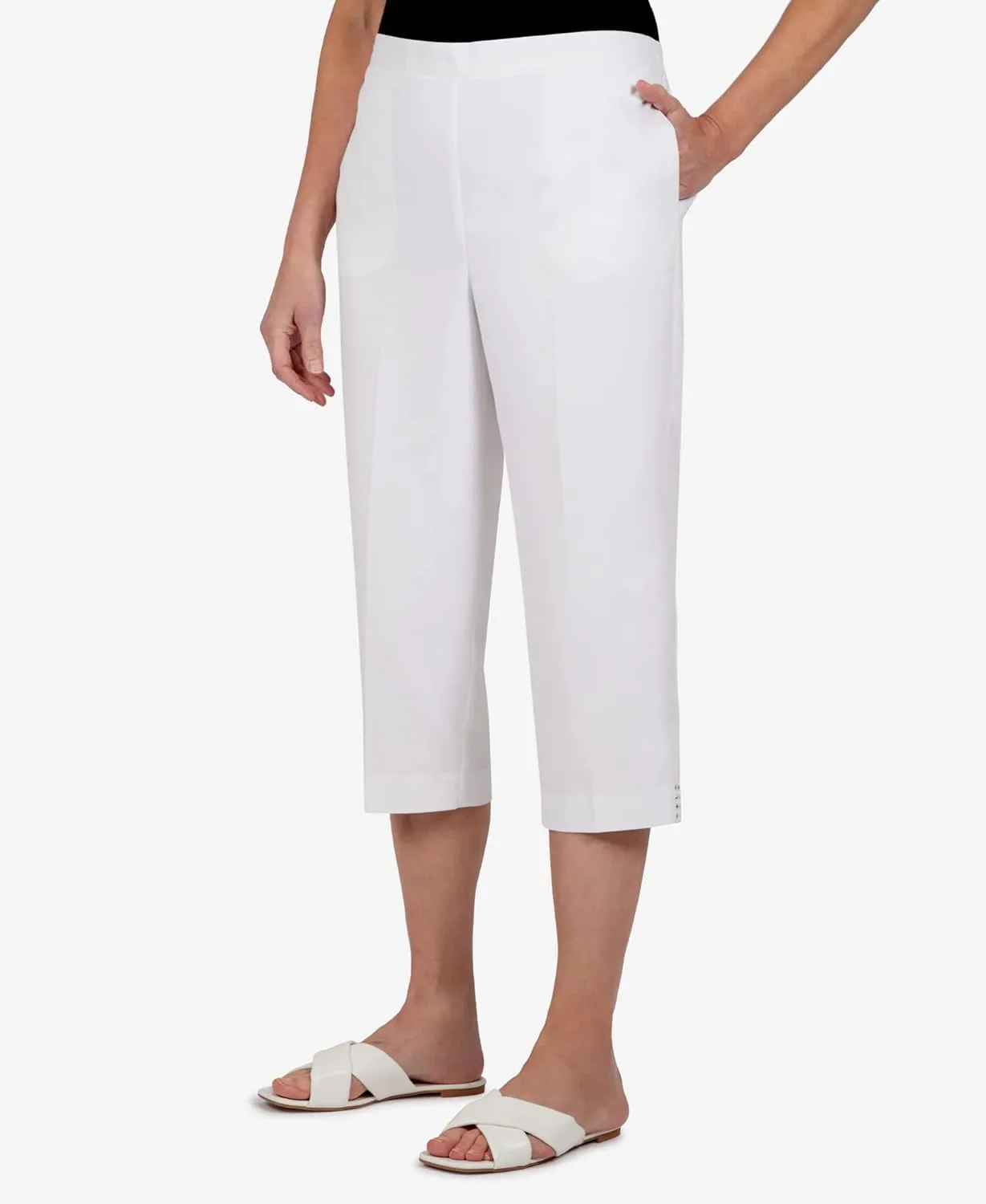 Alfred Dunner Women's Embellished Cuff Twill Capri