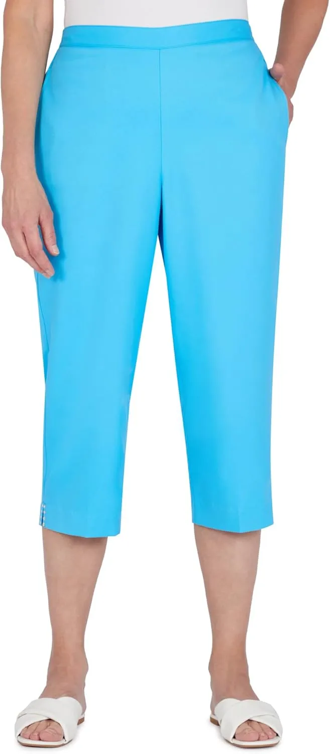 Alfred Dunner Women's Embellished Cuff Twill Capri
