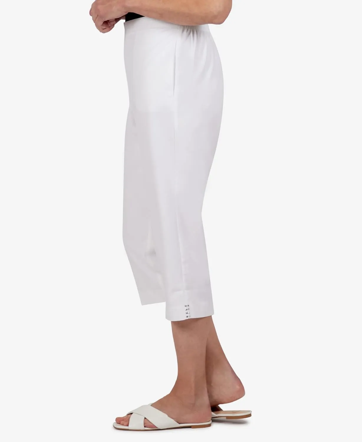 Alfred Dunner Women's Embellished Cuff Twill Capri