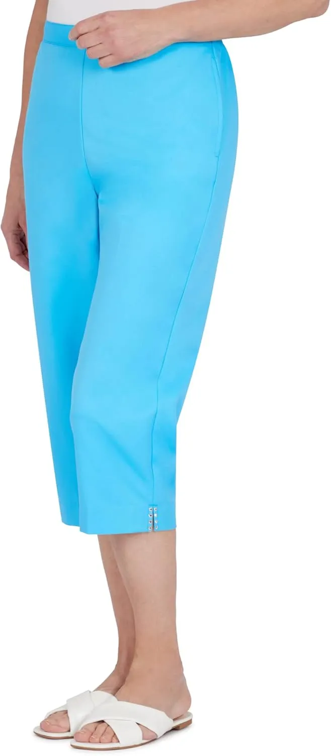 Alfred Dunner Women's Embellished Cuff Twill Capri
