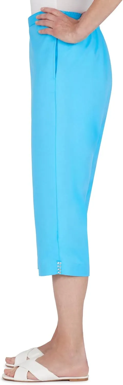 Alfred Dunner Women's Embellished Cuff Twill Capri