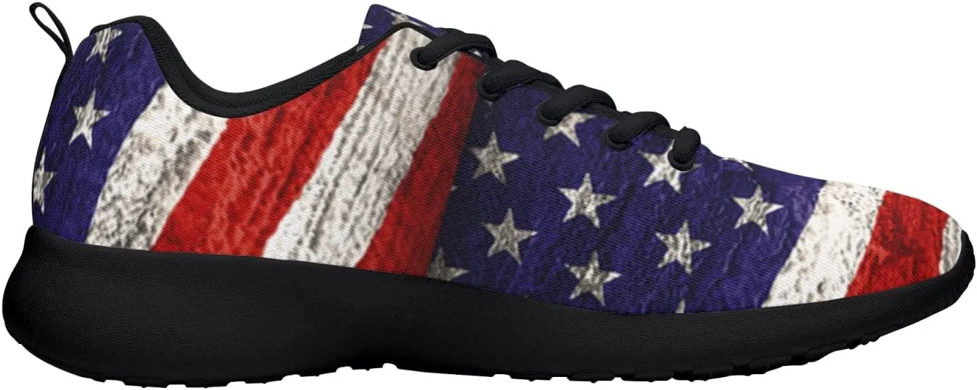 American Wave Star Flag Sneaker Men Athletic Shoes Running Shoes Comfortable Sports Walking Shoes