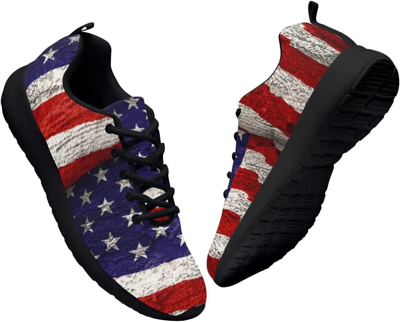American Wave Star Flag Sneaker Men Athletic Shoes Running Shoes Comfortable Sports Walking Shoes