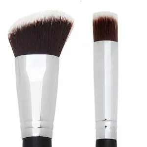 Angled Kabuki Blush Brush   Mini Flat Top Under Eye Concealer Brush - Beauty Junkees Soft Synthetic Bristles for Applying, Blending, Buffing, Sculpting Powder, Liquid, Cream, Minerals, Cruelty Free