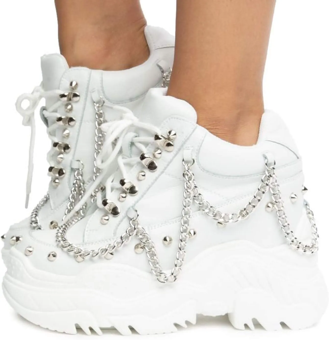Anthony Wang Space Candy Embellished Stud Design Platform Lace up Fashion Sneaker