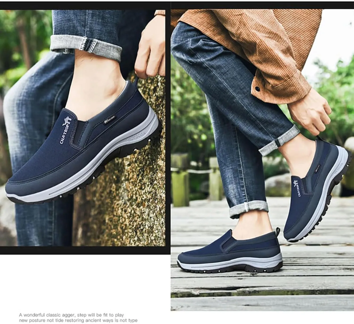 Auguscare Shoes Men, Comfortable, Breathable, Mesh-Quality Dad Hiking Shoes, Men's Arch Support Slip-On Loafer Blue