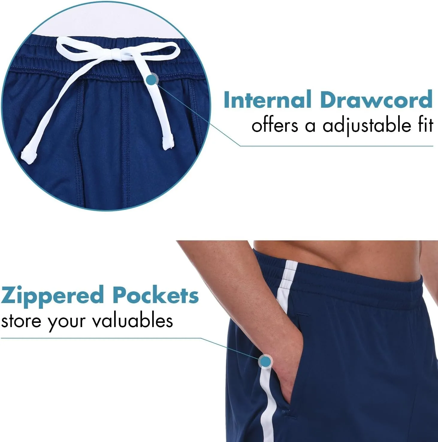 baleaf Men's Basketball Shorts Long with Zipper Pockets Quick Dry Workout Training Drawstrings 11"
