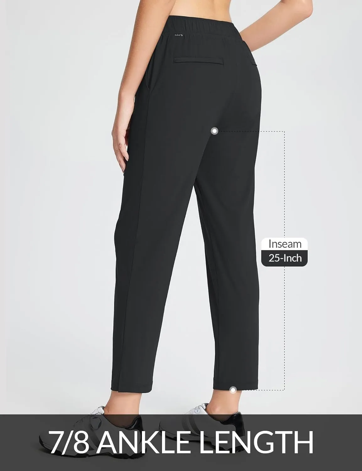 baleaf Women's Golf Pants Petite Stretch Lightweight 7/8 Travel Pants Zip Pockets Casual Work Ankle