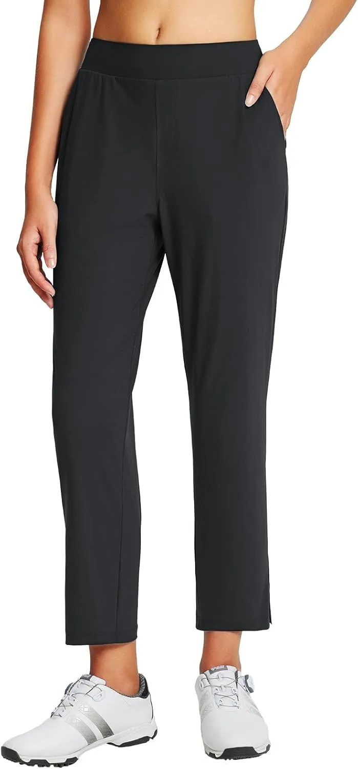 baleaf Women's Golf Pants Petite Stretch Lightweight 7/8 Travel Pants Zip Pockets Casual Work Ankle