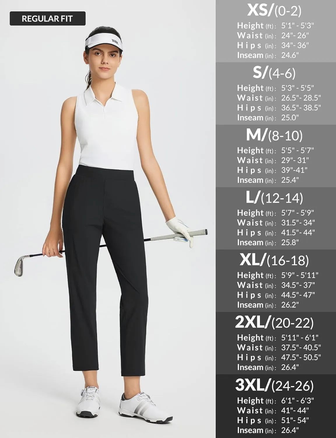 baleaf Women's Golf Pants Petite Stretch Lightweight 7/8 Travel Pants Zip Pockets Casual Work Ankle