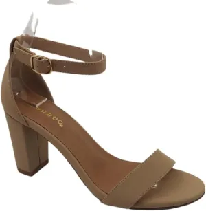 BAMBOO Women's Mid Chunky Heel Sandal with Ankle Strap