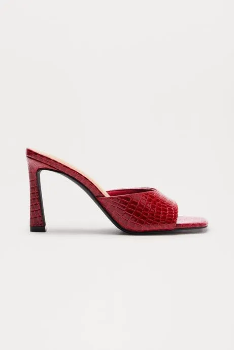 BAMBOO Women's Square Toe High Heel Mule Sandals