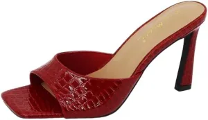 BAMBOO Women's Square Toe High Heel Mule Sandals