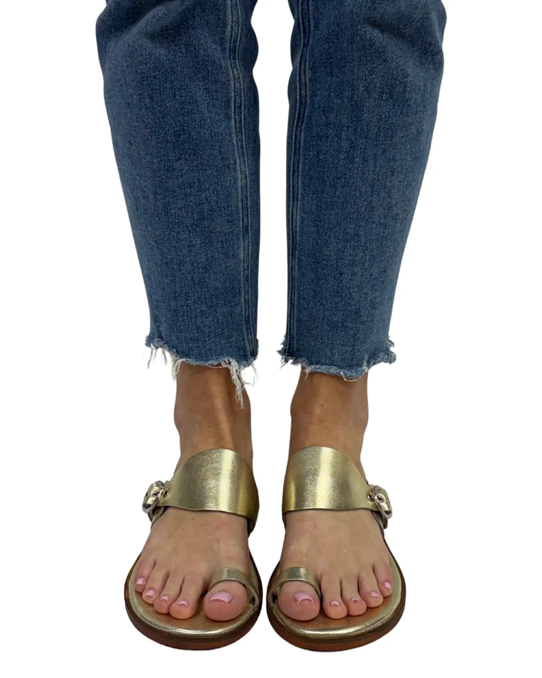 BARCELONA SLIP ON SANDAL in Gold