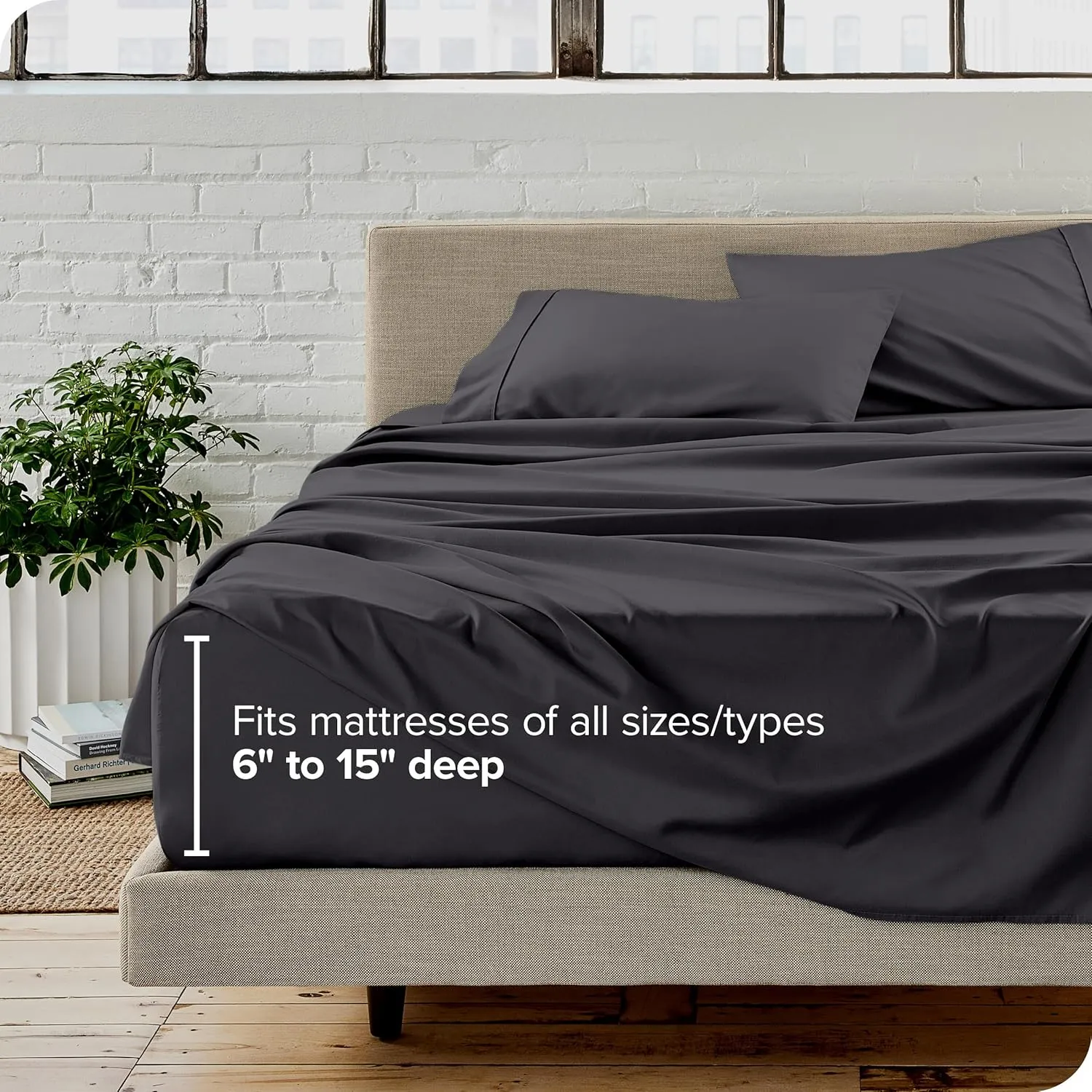 Bare Home Queen Sheet Set - Luxury 1800 Ultra-Soft Microfiber Bed Sheets - Double Brushed - Deep Pockets - Easy Fit - 4 Piece Set - Bedding Sheets & Pillowcases (Queen, Forged Iron Grey)