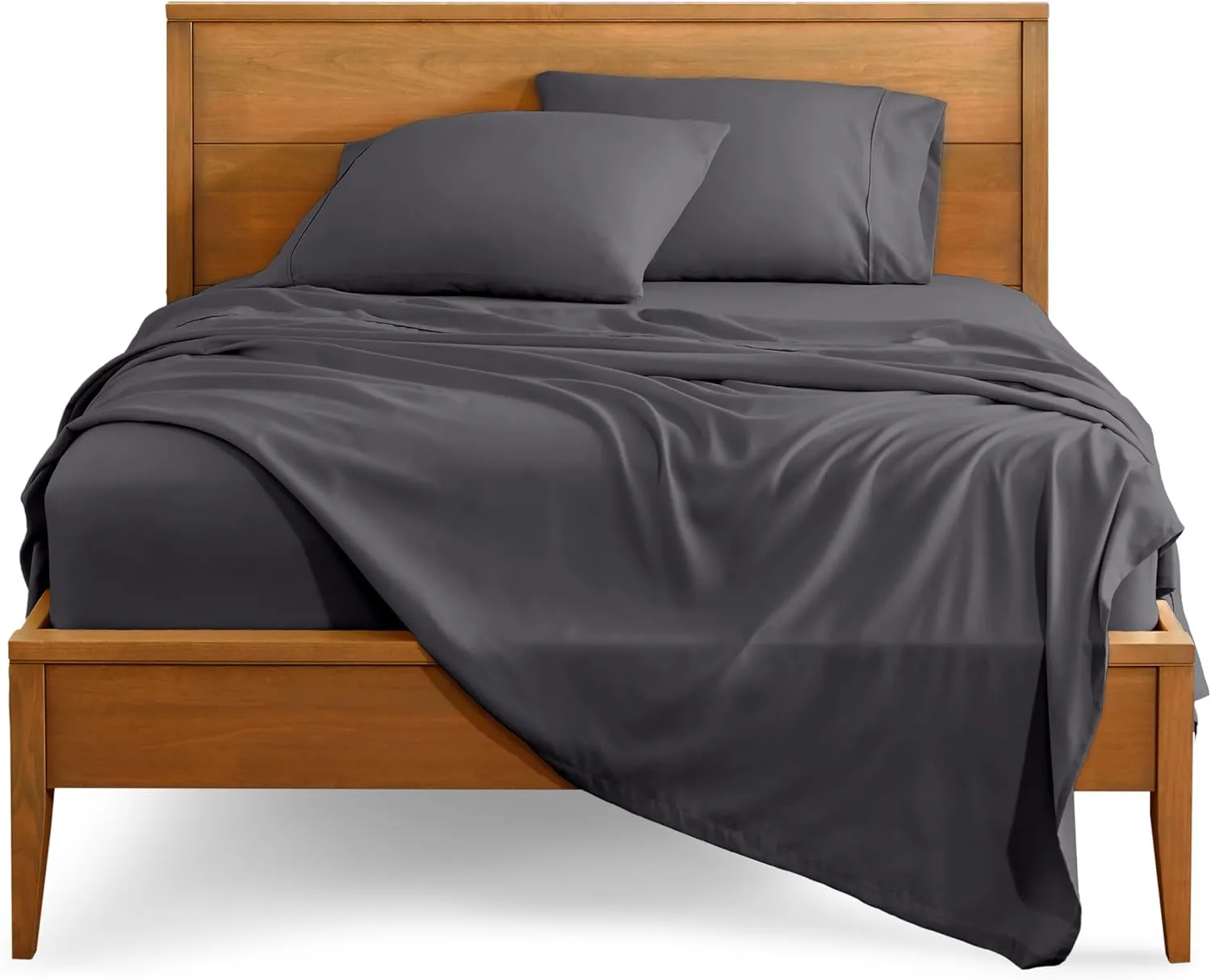 Bare Home Queen Sheet Set - Luxury 1800 Ultra-Soft Microfiber Bed Sheets - Double Brushed - Deep Pockets - Easy Fit - 4 Piece Set - Bedding Sheets & Pillowcases (Queen, Forged Iron Grey)