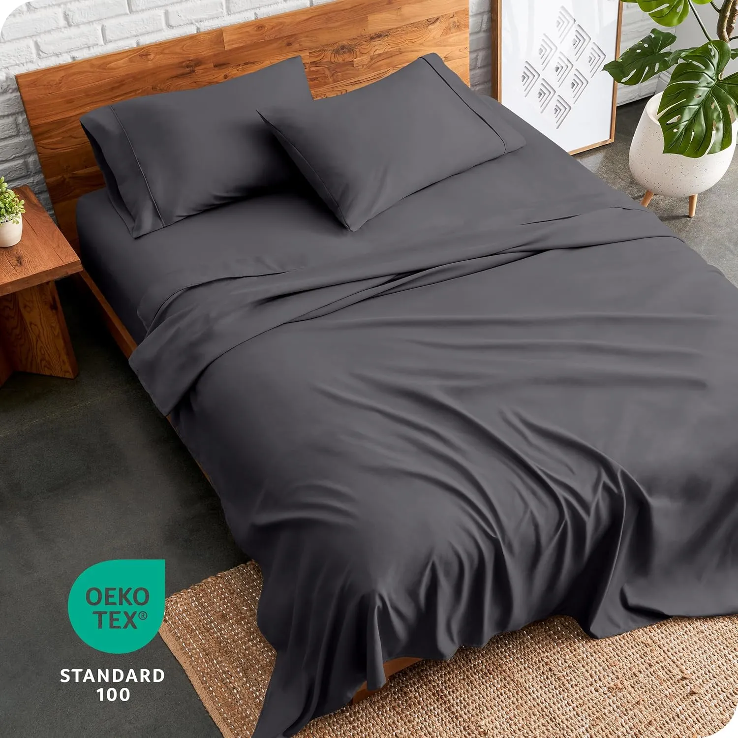 Bare Home Queen Sheet Set - Luxury 1800 Ultra-Soft Microfiber Bed Sheets - Double Brushed - Deep Pockets - Easy Fit - 4 Piece Set - Bedding Sheets & Pillowcases (Queen, Forged Iron Grey)