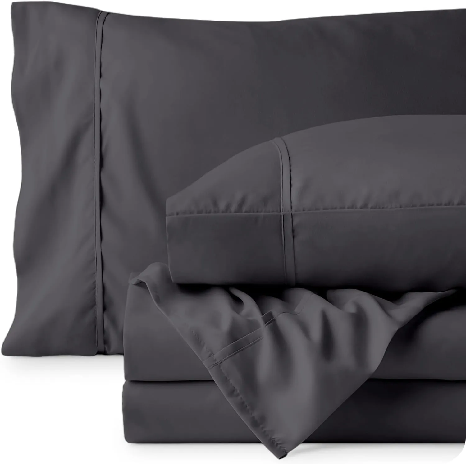 Bare Home Queen Sheet Set - Luxury 1800 Ultra-Soft Microfiber Bed Sheets - Double Brushed - Deep Pockets - Easy Fit - 4 Piece Set - Bedding Sheets & Pillowcases (Queen, Forged Iron Grey)