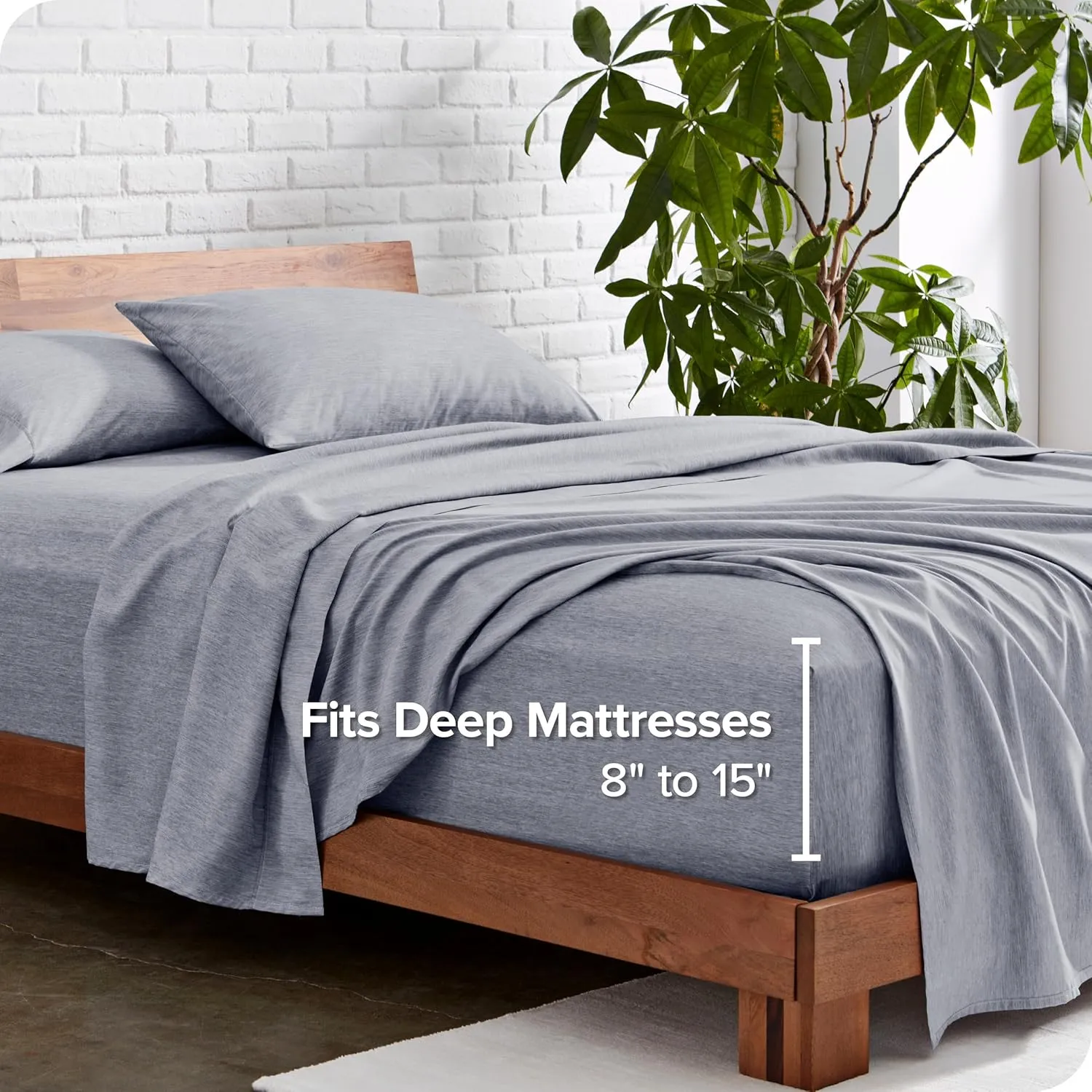 Bare Home Queen Sheet Set - Luxury 1800 Ultra-Soft Microfiber Queen Bed Sheets - Double Brushed - Deep Pockets - Easy Fit - 4 Piece Set - Bedding Sheets & Pillowcases (Queen, Heathered Blueberry)