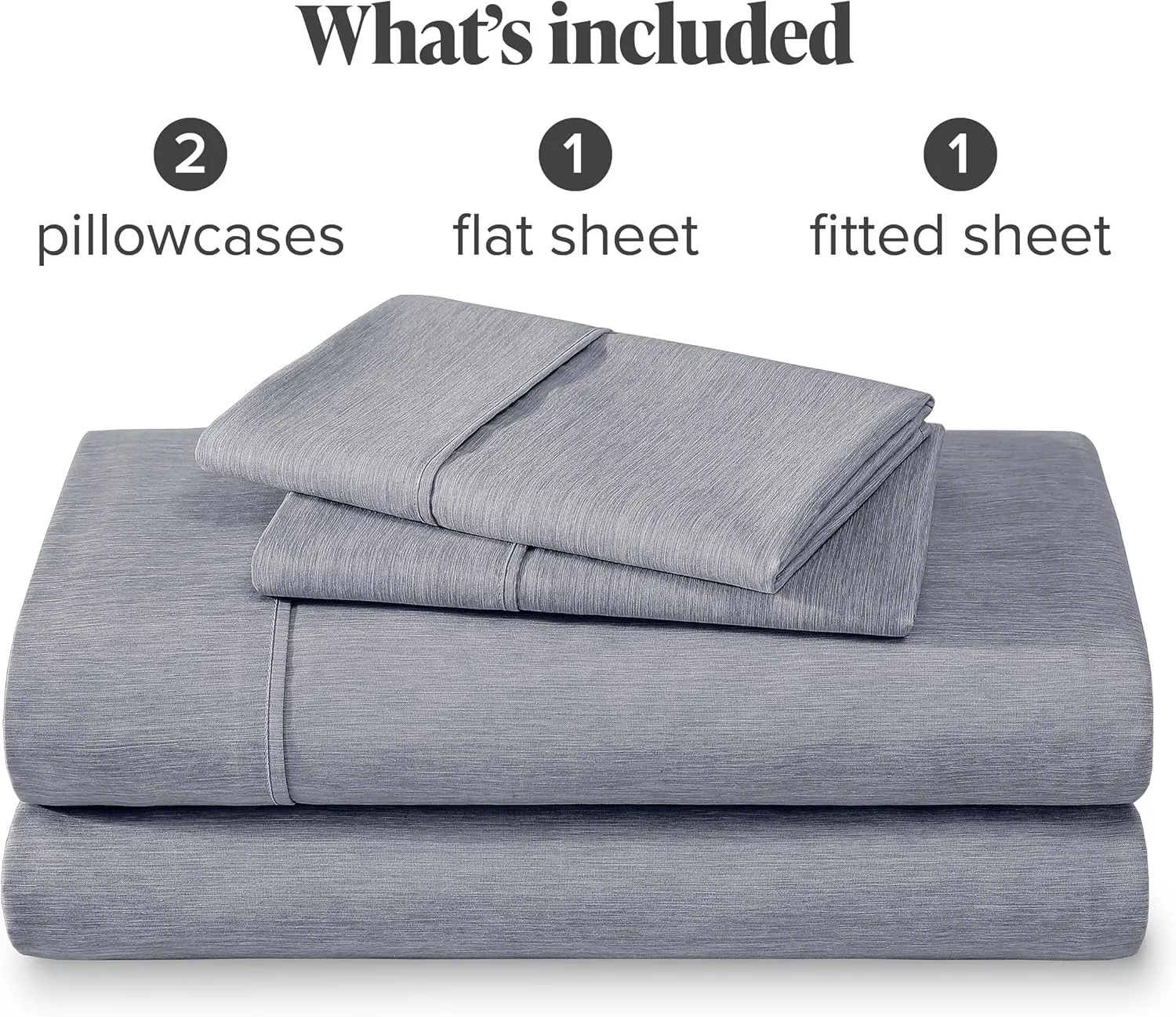 Bare Home Queen Sheet Set - Luxury 1800 Ultra-Soft Microfiber Queen Bed Sheets - Double Brushed - Deep Pockets - Easy Fit - 4 Piece Set - Bedding Sheets & Pillowcases (Queen, Heathered Blueberry)
