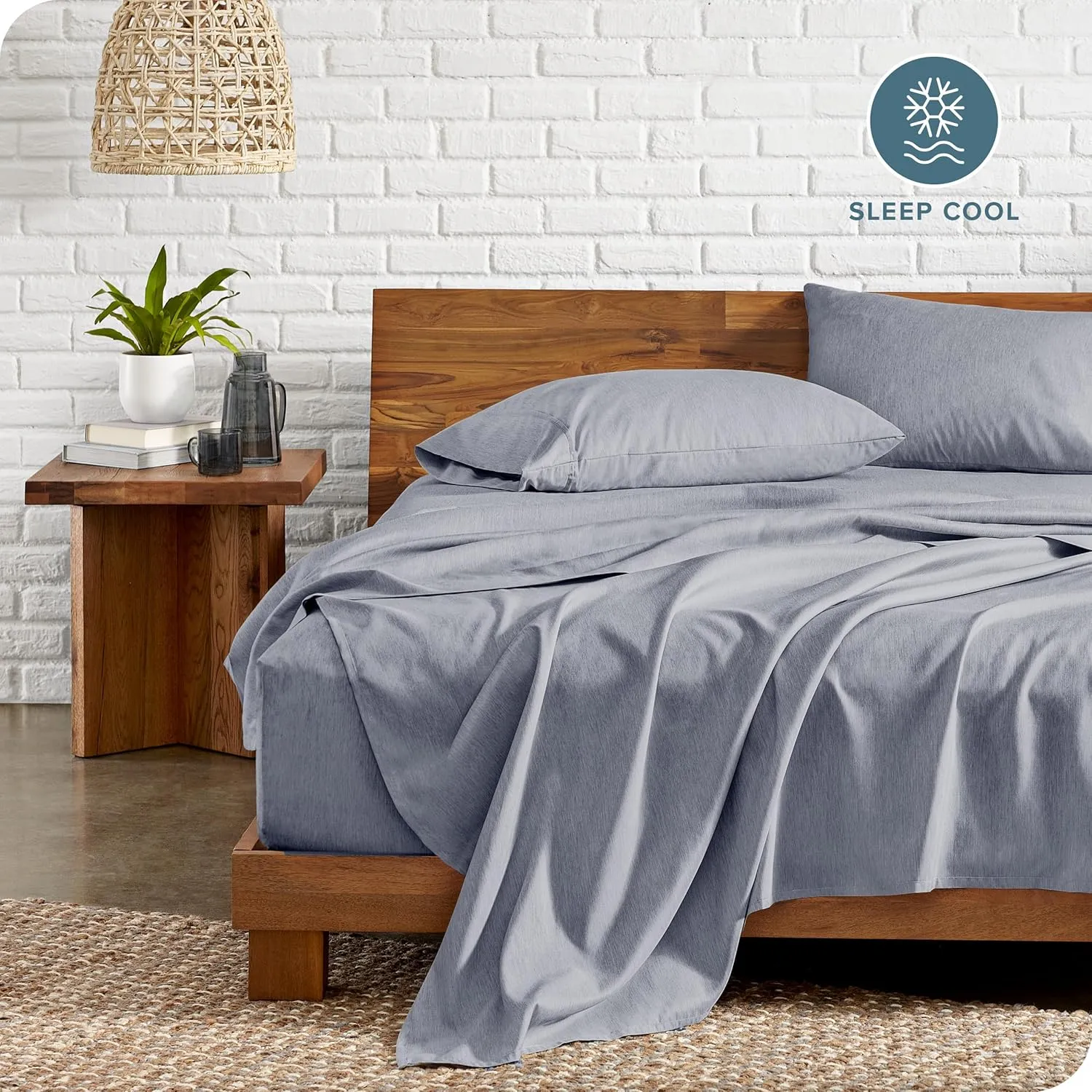 Bare Home Queen Sheet Set - Luxury 1800 Ultra-Soft Microfiber Queen Bed Sheets - Double Brushed - Deep Pockets - Easy Fit - 4 Piece Set - Bedding Sheets & Pillowcases (Queen, Heathered Blueberry)