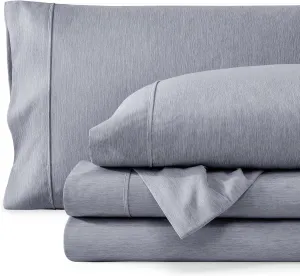Bare Home Queen Sheet Set - Luxury 1800 Ultra-Soft Microfiber Queen Bed Sheets - Double Brushed - Deep Pockets - Easy Fit - 4 Piece Set - Bedding Sheets & Pillowcases (Queen, Heathered Blueberry)