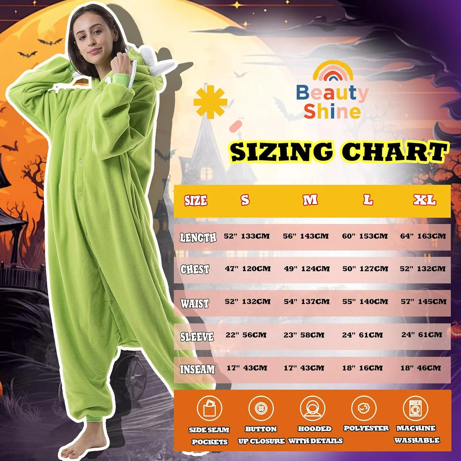 Beauty Shine Unisex Adult Onesie One Piece Pajamas Cosplay Cartoon Costume Halloween Christmas Sleepwear Jumpsuit Homewear