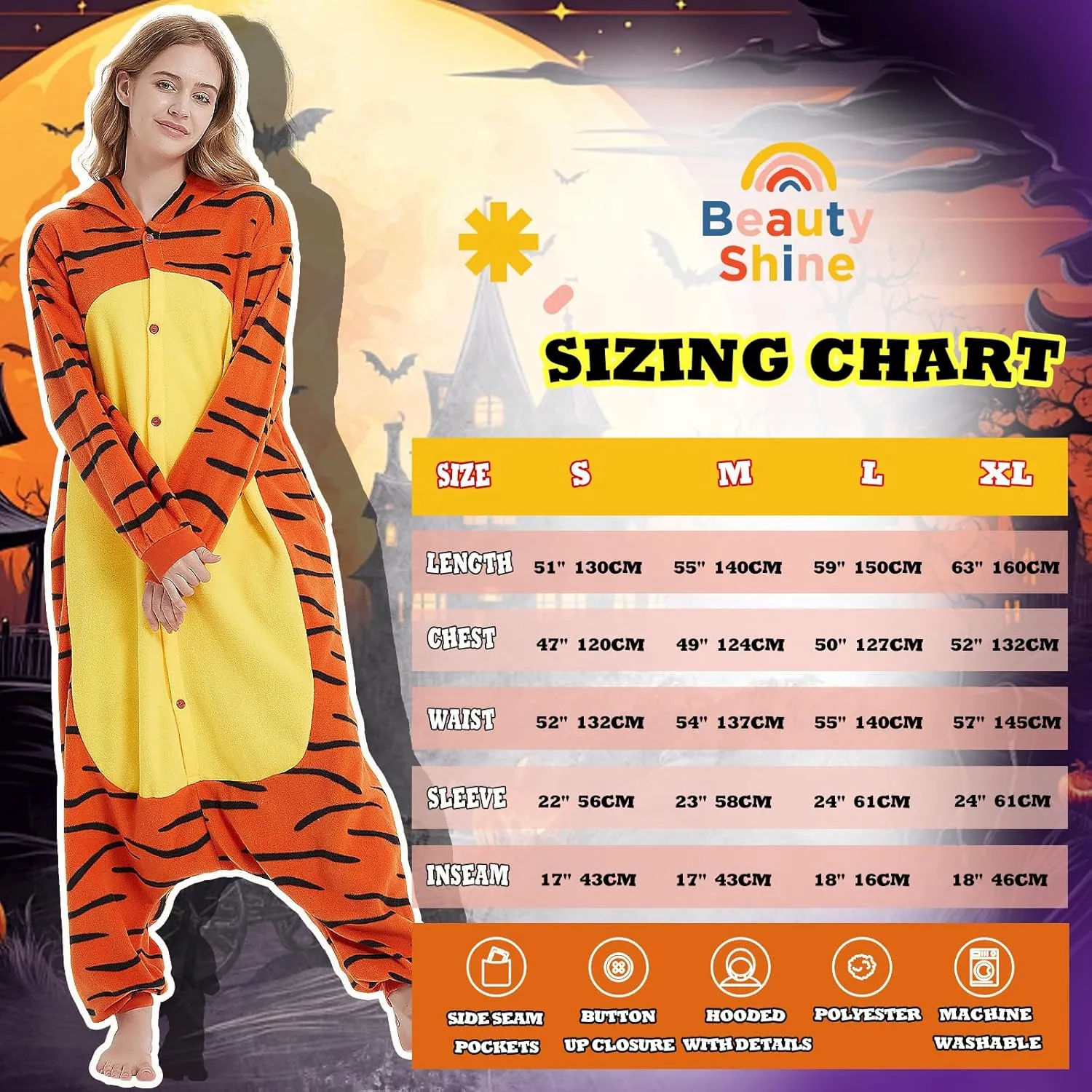Beauty Shine Unisex Adult Onesie One Piece Pajamas Cosplay Cartoon Costume Halloween Christmas Sleepwear Jumpsuit Homewear