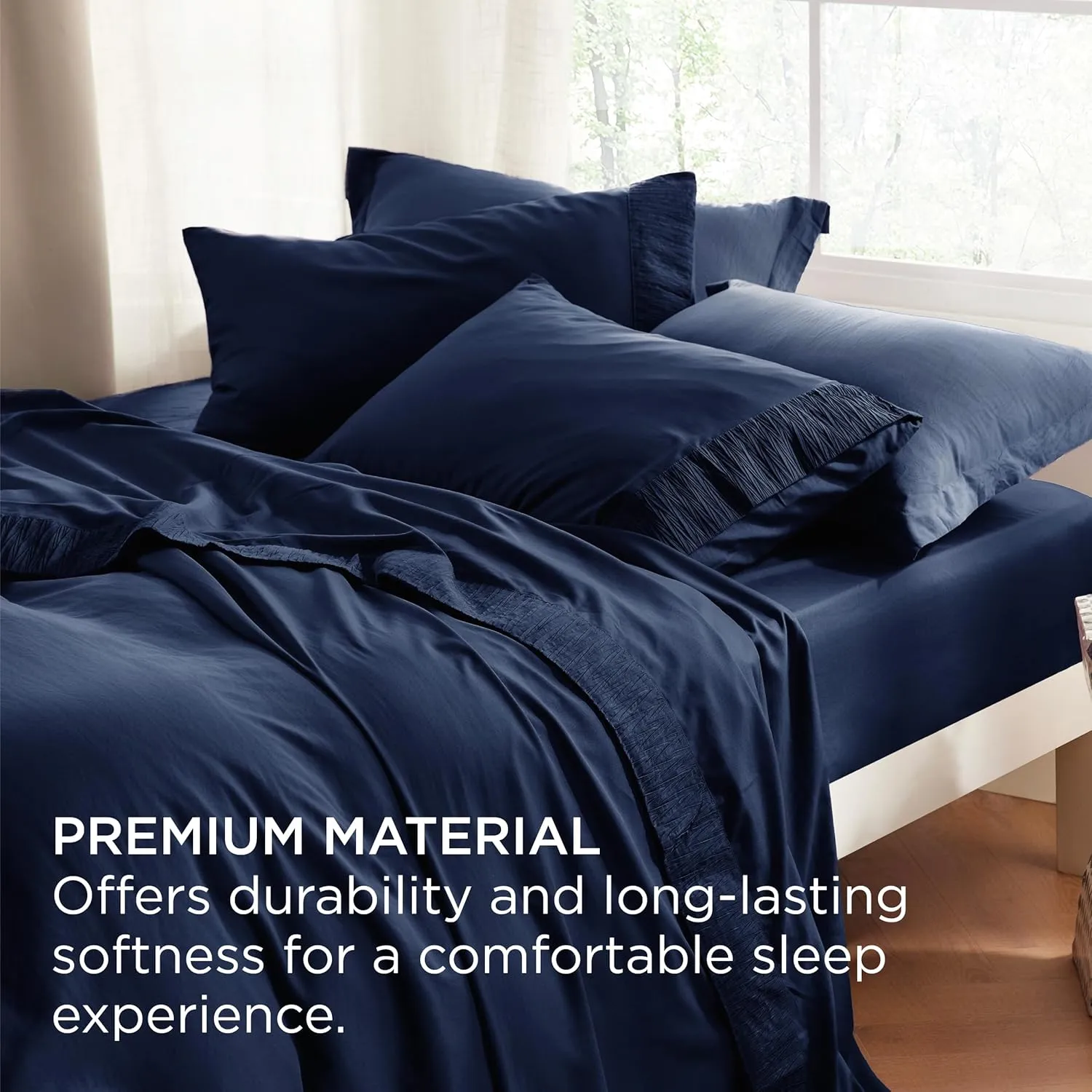Bedsure Queen Sheet Set - 4 Pieces Soft Queen Size Sheets - Breathable & Cooling - Hotel Luxury - Easy Care Polyester Microfiber Bedding for Women, Men, Navy