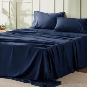 Bedsure Queen Sheet Set - 4 Pieces Soft Queen Size Sheets - Breathable & Cooling - Hotel Luxury - Easy Care Polyester Microfiber Bedding for Women, Men, Navy