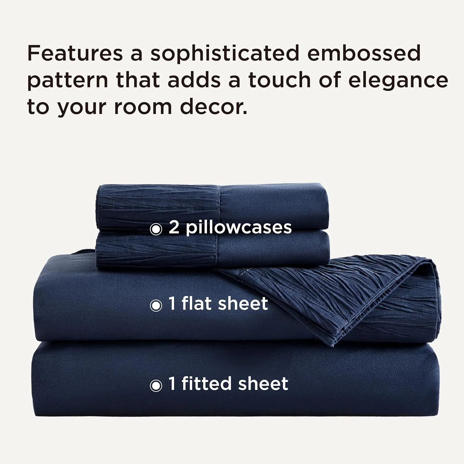 Bedsure Queen Sheet Set - 4 Pieces Soft Queen Size Sheets - Breathable & Cooling - Hotel Luxury - Easy Care Polyester Microfiber Bedding for Women, Men, Navy